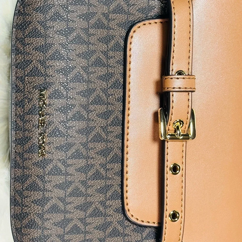 Michael Kors Tan and Brown Crossbody Bag